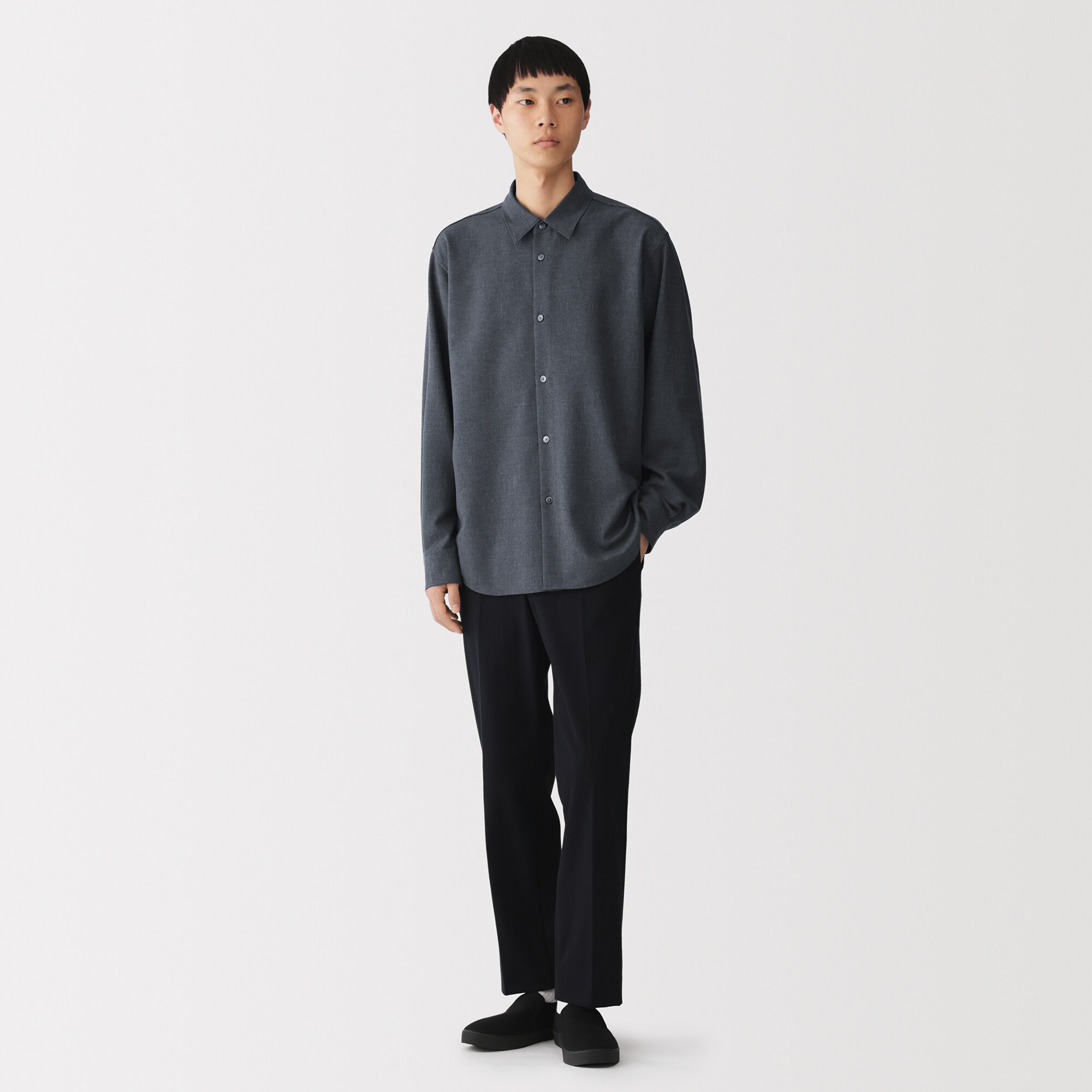 紳士　乾きやすいストレッチ長袖シャツ