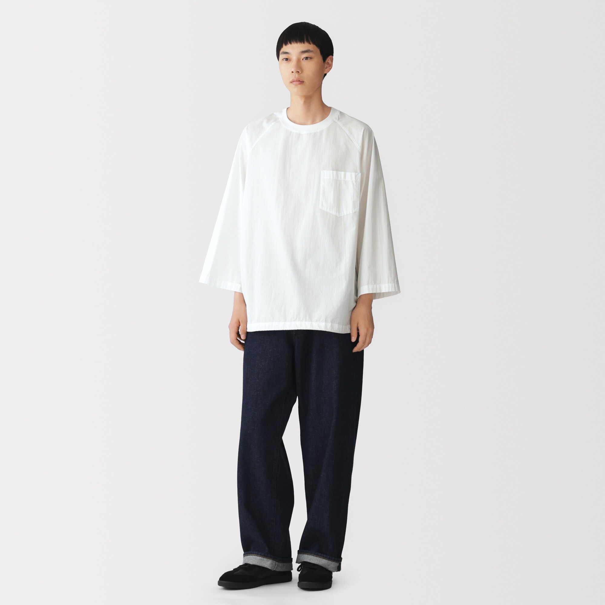 紳士　涼感　プルオーバー布帛Ｔシャツ