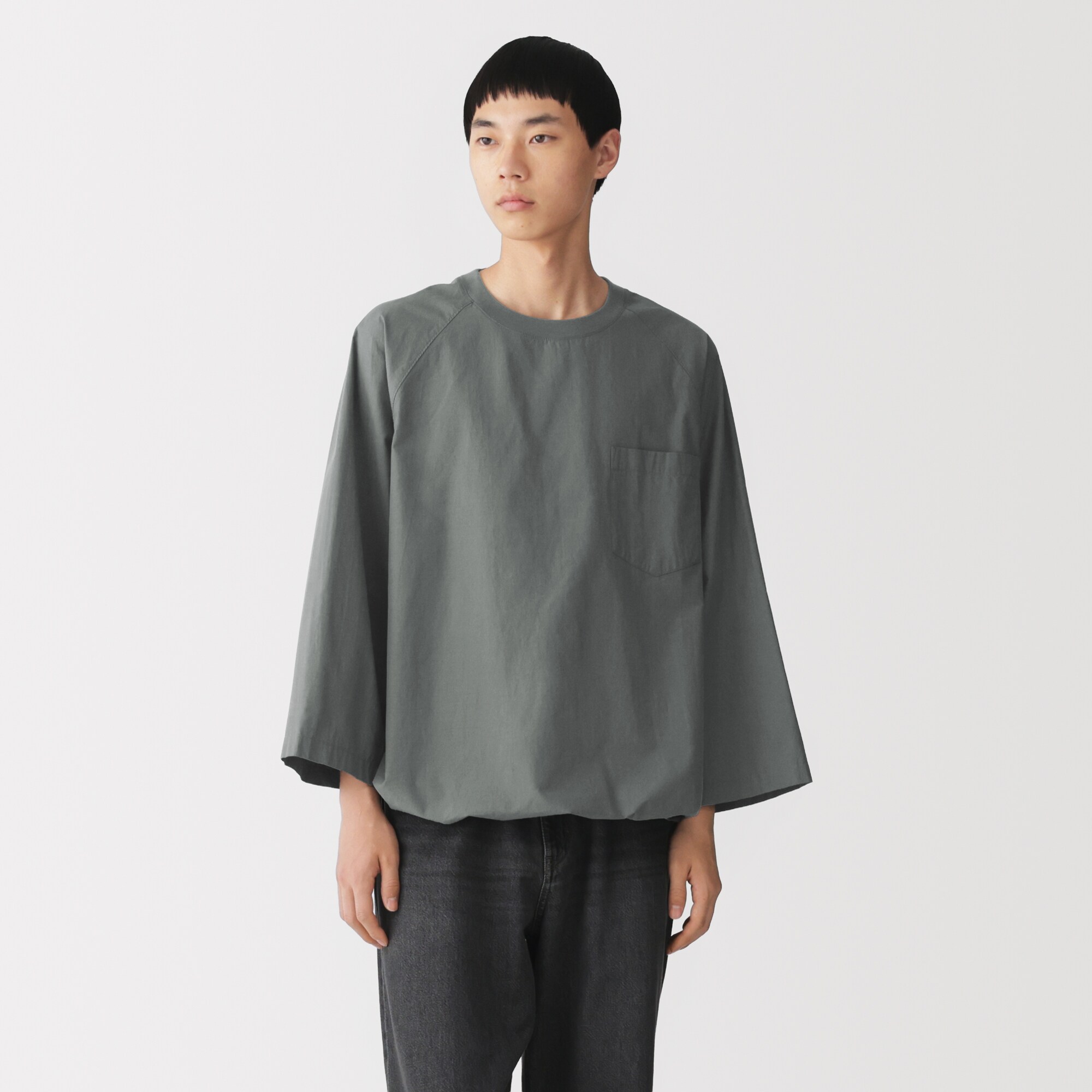 紳士　涼感　プルオーバー布帛Ｔシャツ