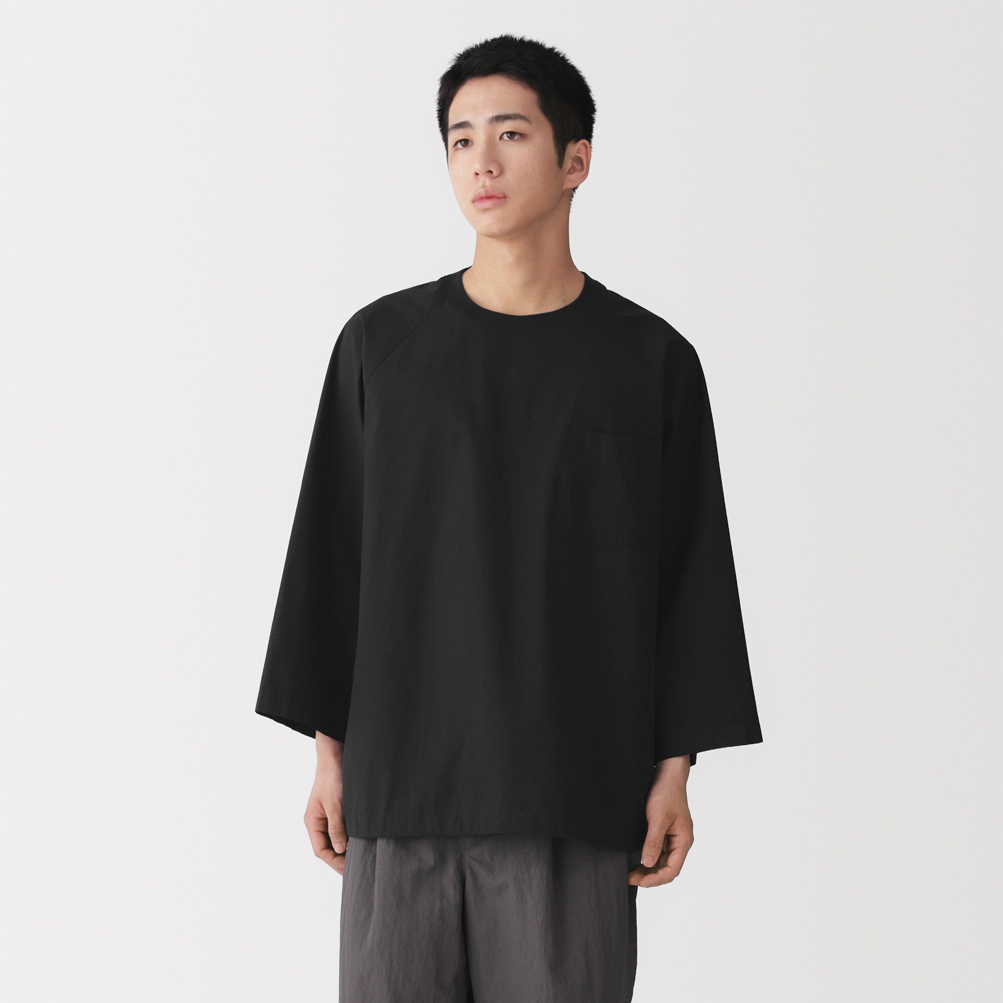 紳士　涼感　プルオーバー布帛Ｔシャツ