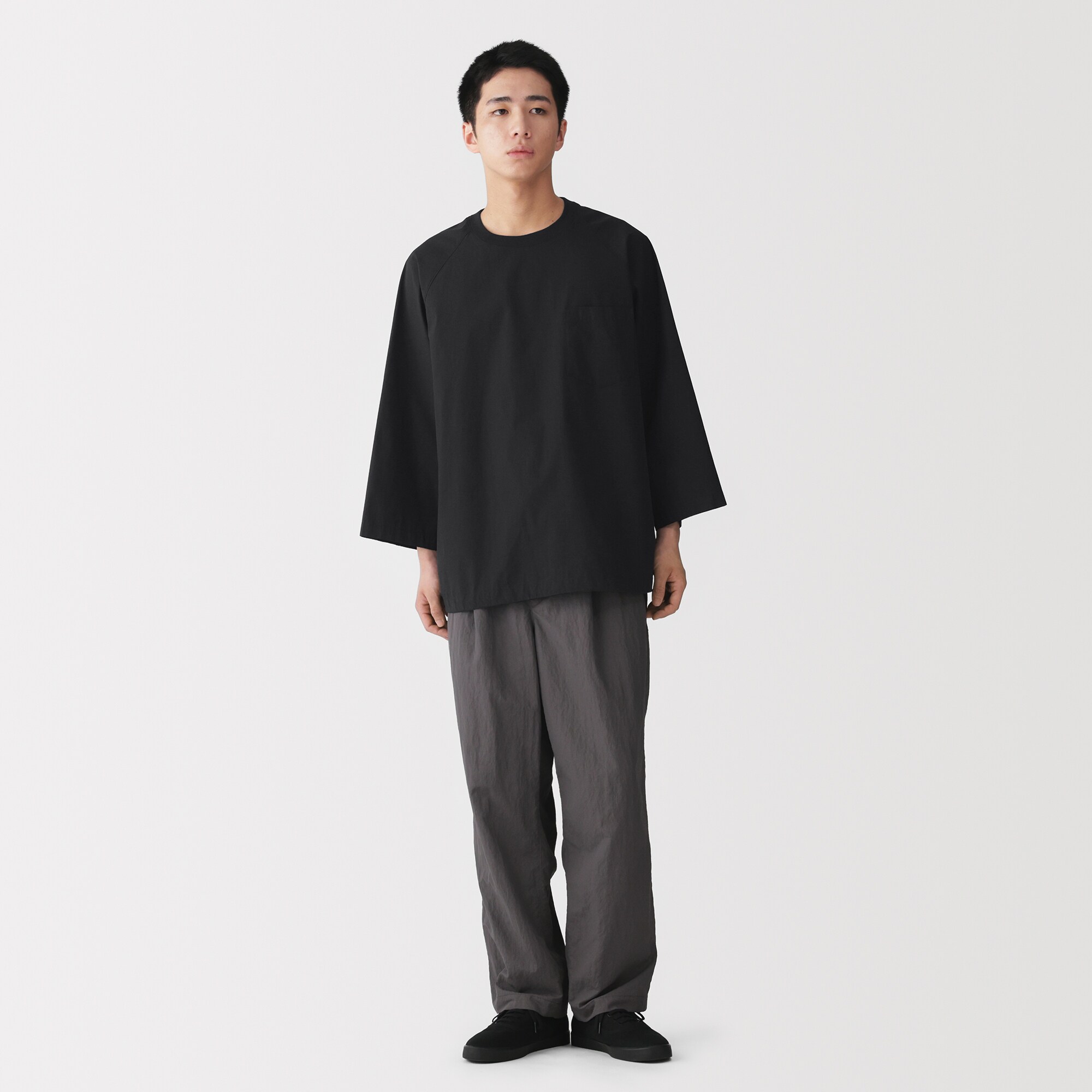 紳士　涼感　プルオーバー布帛Ｔシャツ