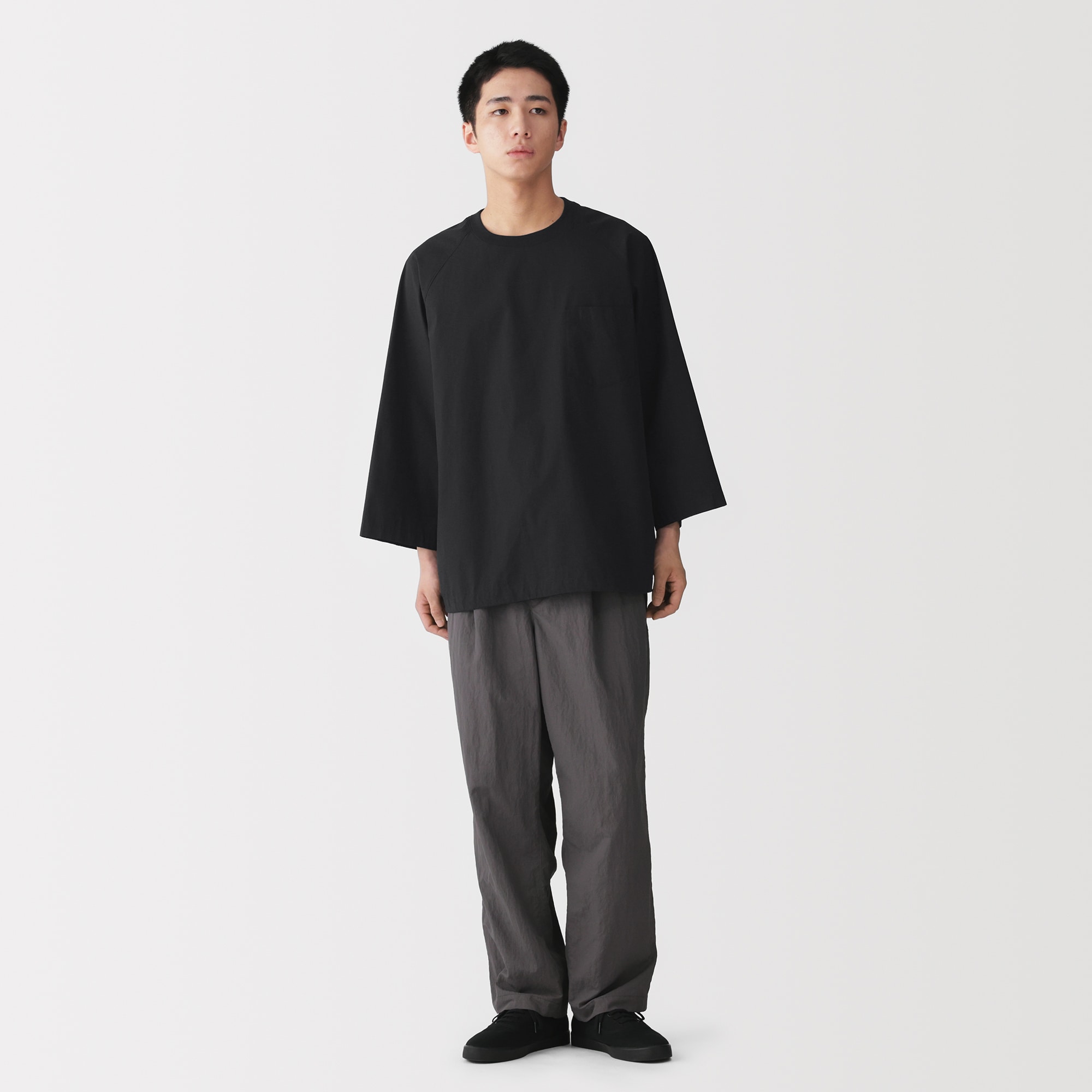 紳士　涼感　プルオーバー布帛Ｔシャツ