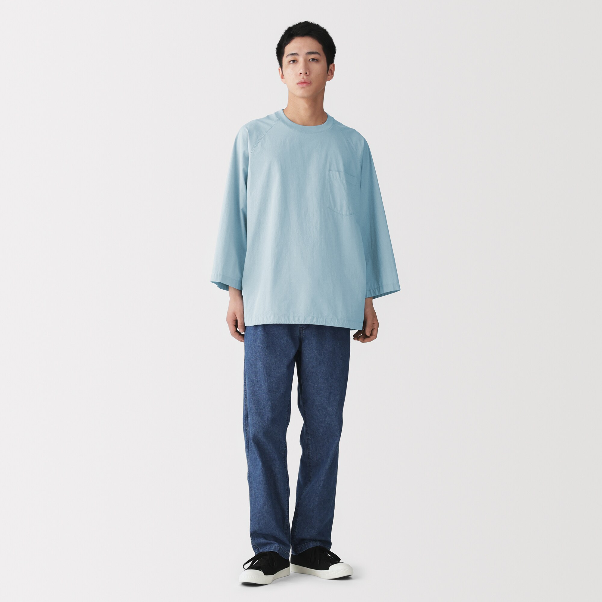 紳士　涼感　プルオーバー布帛Ｔシャツ