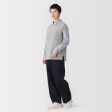 婦人　ウール混ブークレ畦編みクルーネックベスト