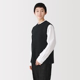 婦人　ウール混ブークレ畦編みクルーネックベスト