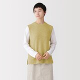 婦人　ウール混ブークレ畦編みクルーネックベスト