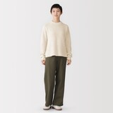 婦人　ウール混ブークレ畦編みクルーネックセーター