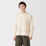 婦人　ウール混ブークレ畦編みクルーネックセーター