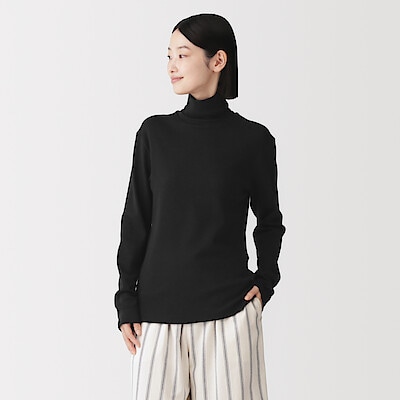 婦人　あったか綿　ウールタートルネック長袖Ｔシャツ