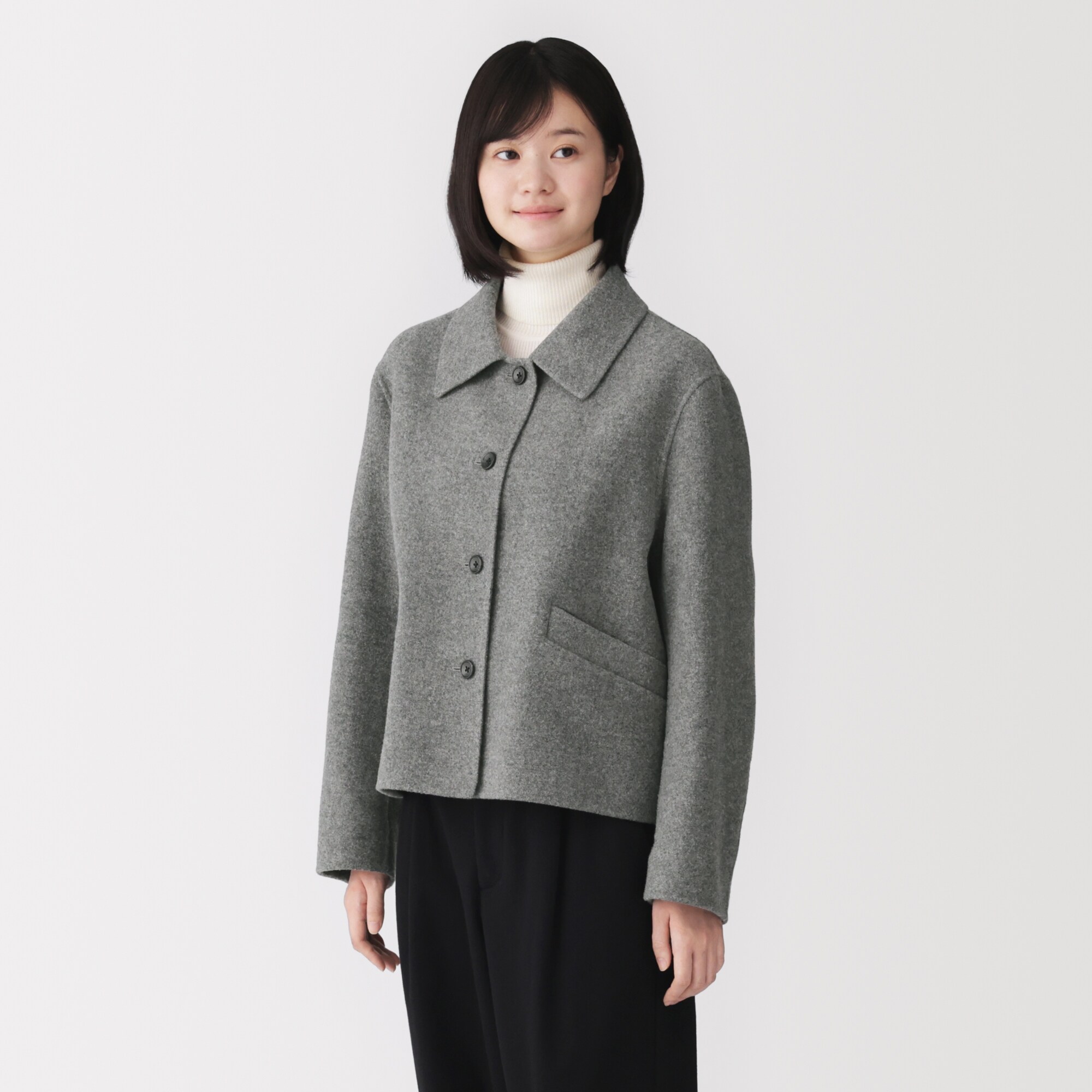 婦人　ウール混ダブルフェイスショートジャケット