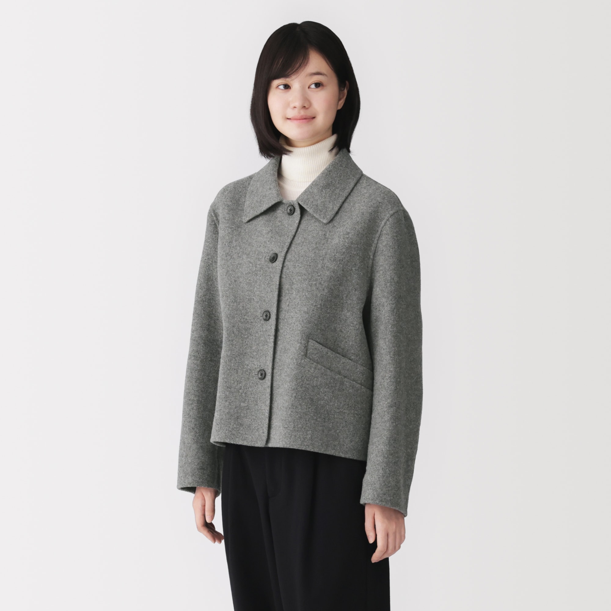 婦人　ウール混ダブルフェイスショートジャケット