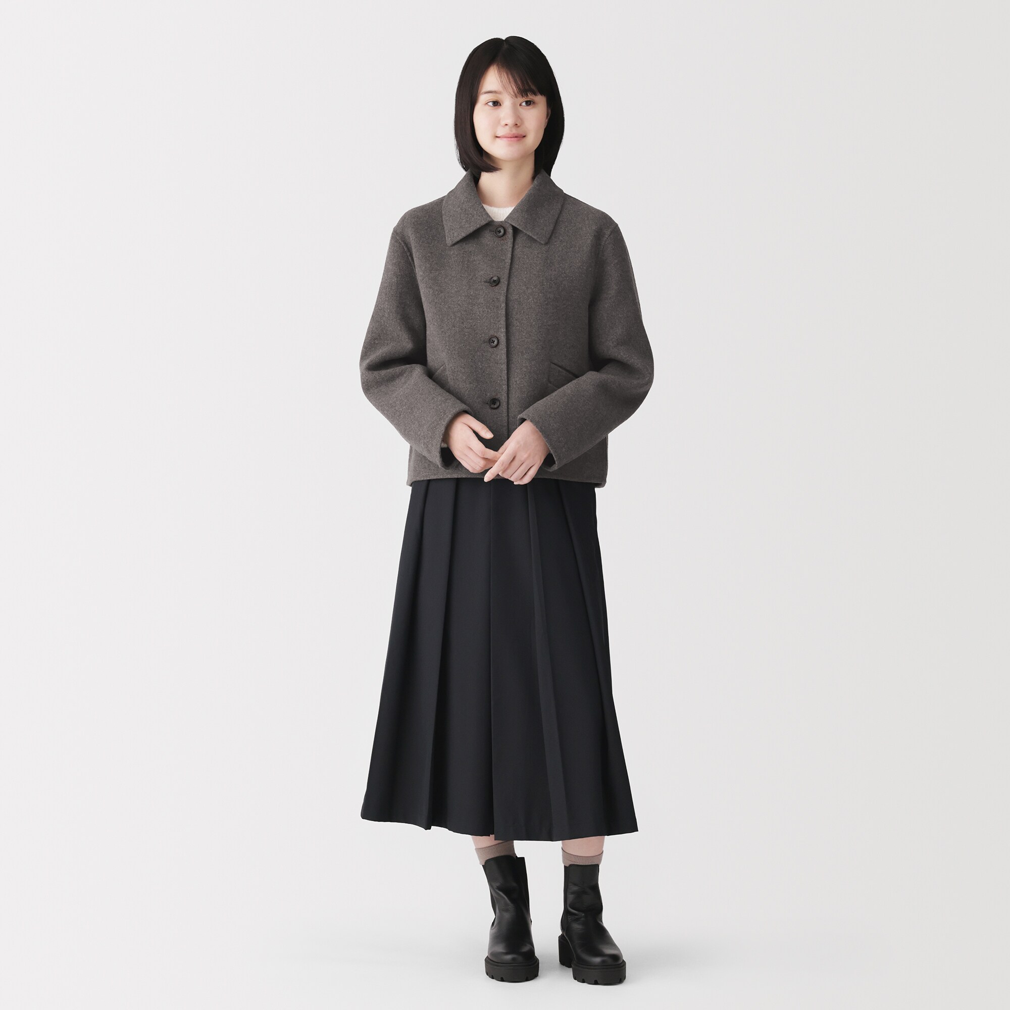 婦人　ウール混ダブルフェイスショートジャケット