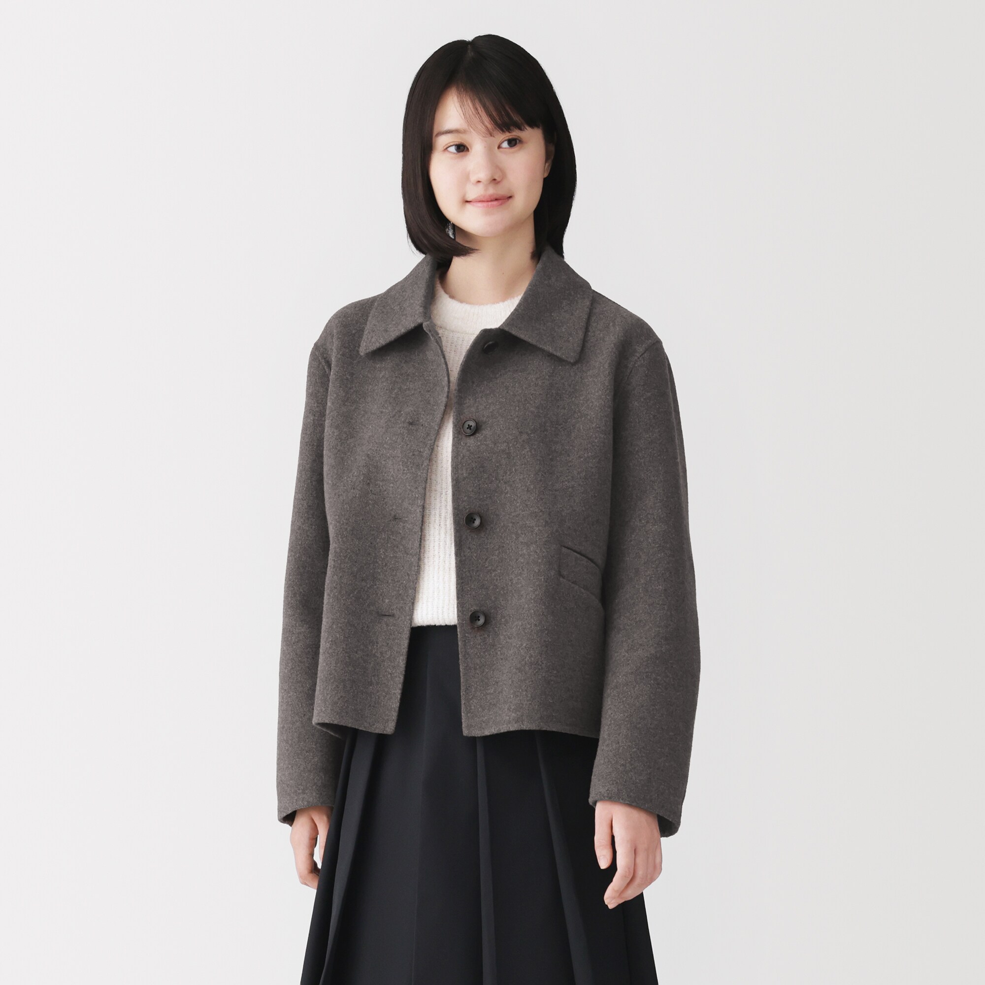 婦人　ウール混ダブルフェイスショートジャケット