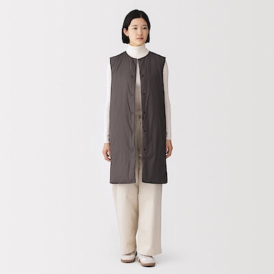 【９月７日順次発売予定】婦人　軽量ダウンポケッタブルノーカラーロングベスト