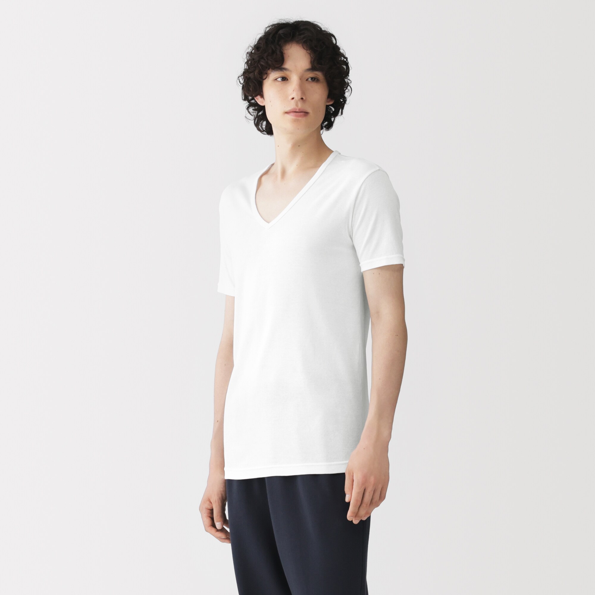 紳士　さらっと綿　Ｖネック半袖Ｔシャツ（ＯＳ）