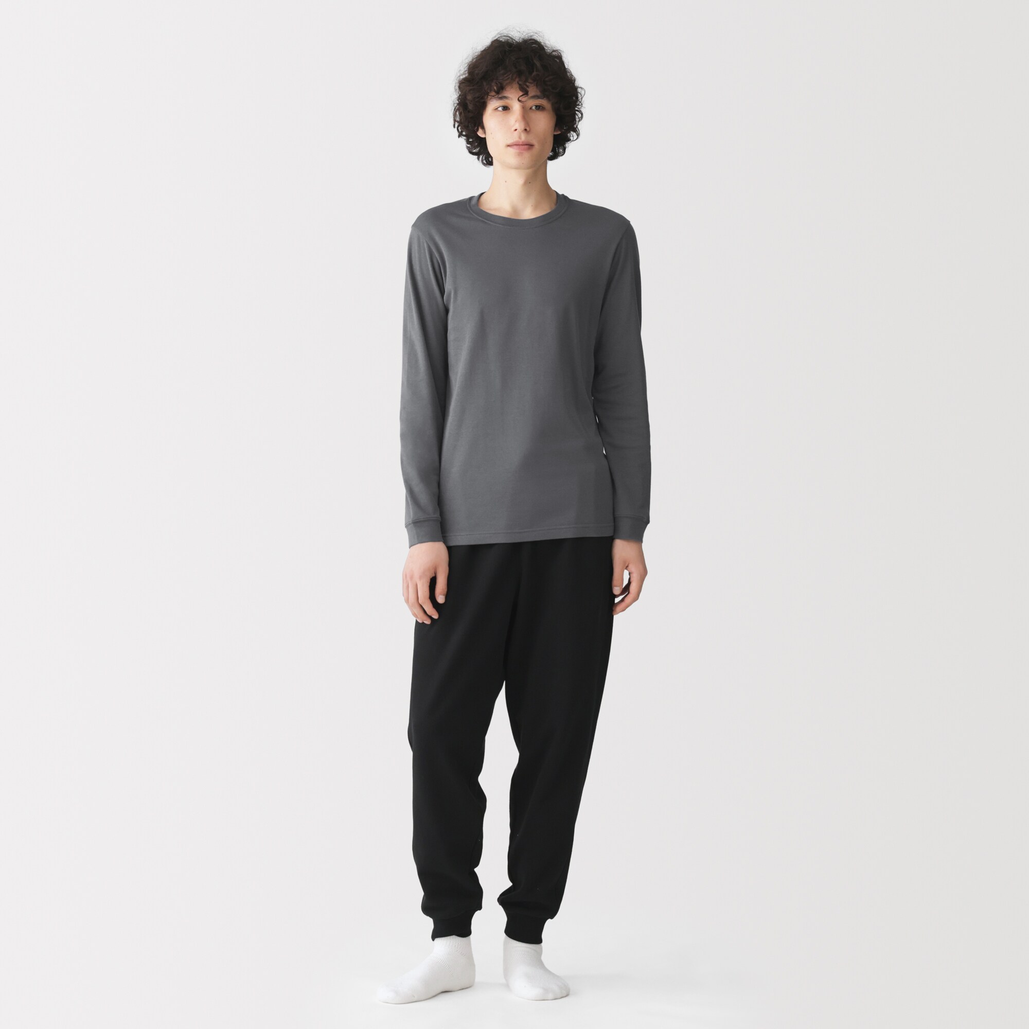 紳士　あったか綿　厚手　クルーネック長袖Ｔシャツ
