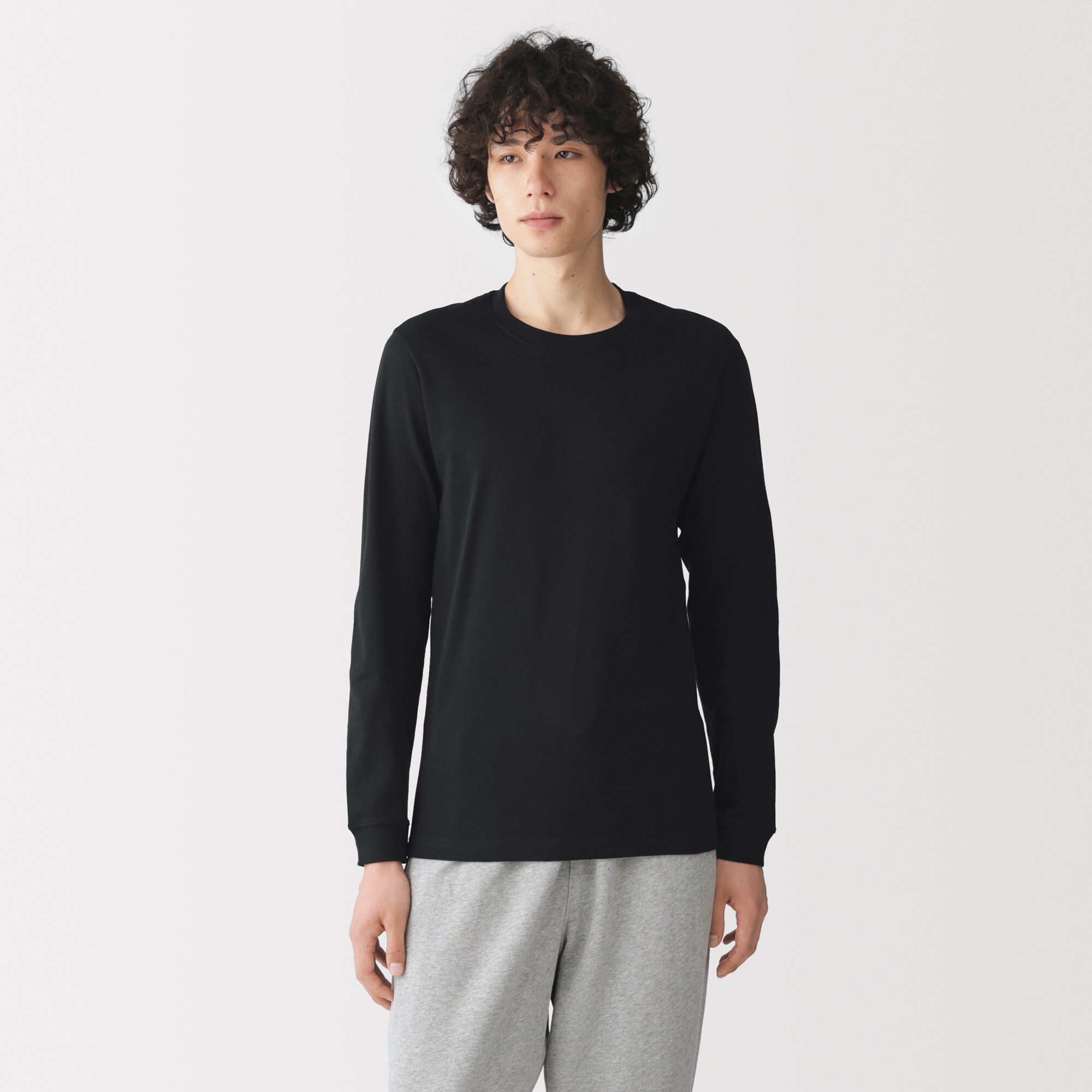 紳士　あったか綿　厚手　クルーネック長袖Ｔシャツ