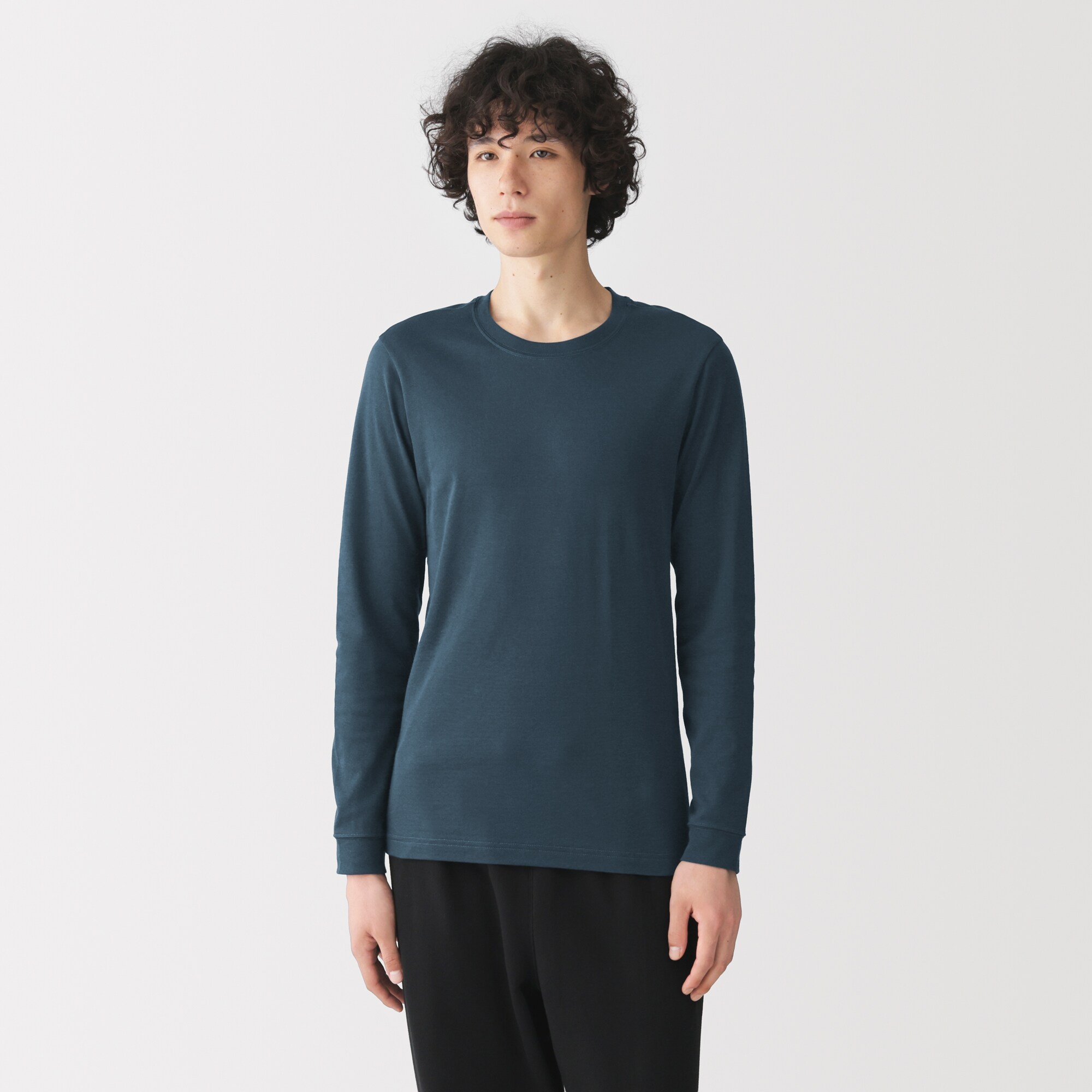 紳士　あったか綿　厚手　クルーネック長袖Ｔシャツ