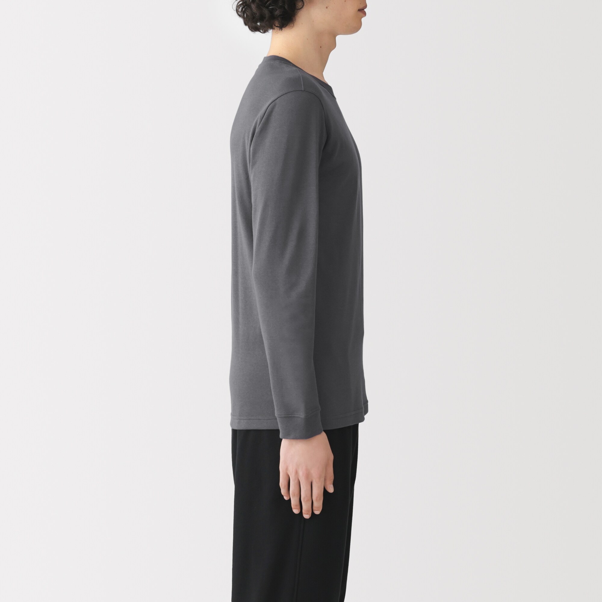 紳士　あったか綿　厚手　クルーネック長袖Ｔシャツ