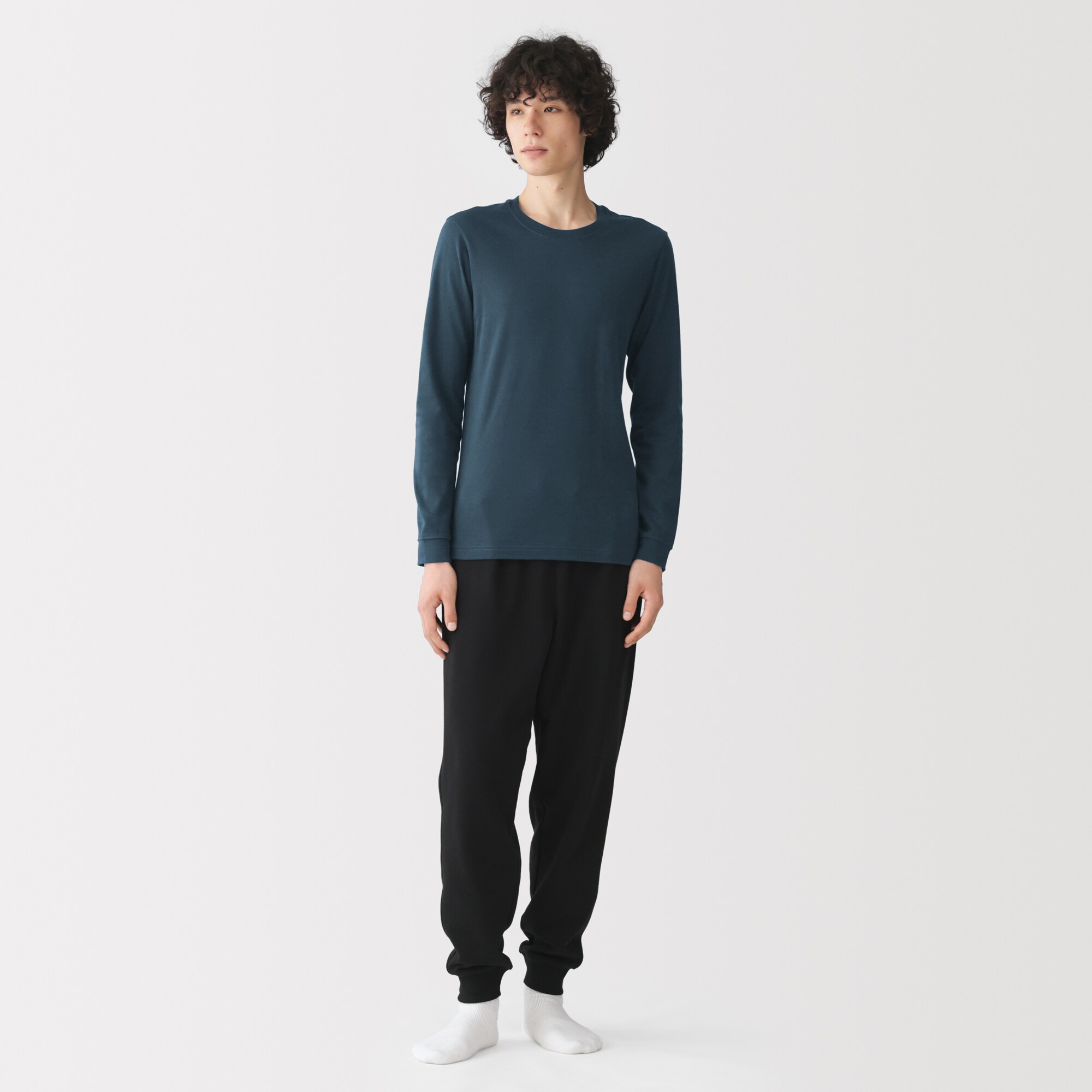 紳士　あったか綿　厚手　クルーネック長袖Ｔシャツ
