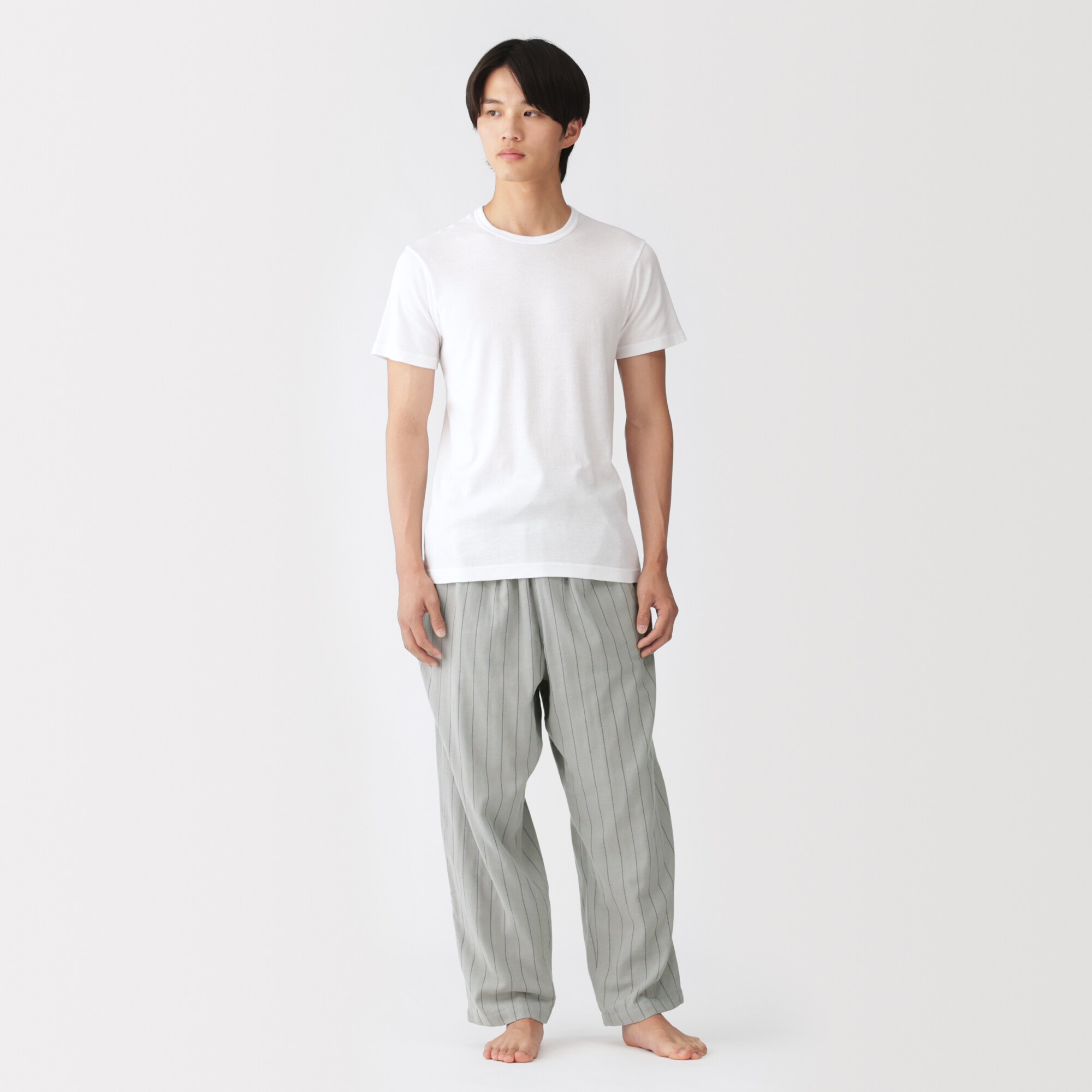 紳士　二重ガーゼ　ルームロングパンツ