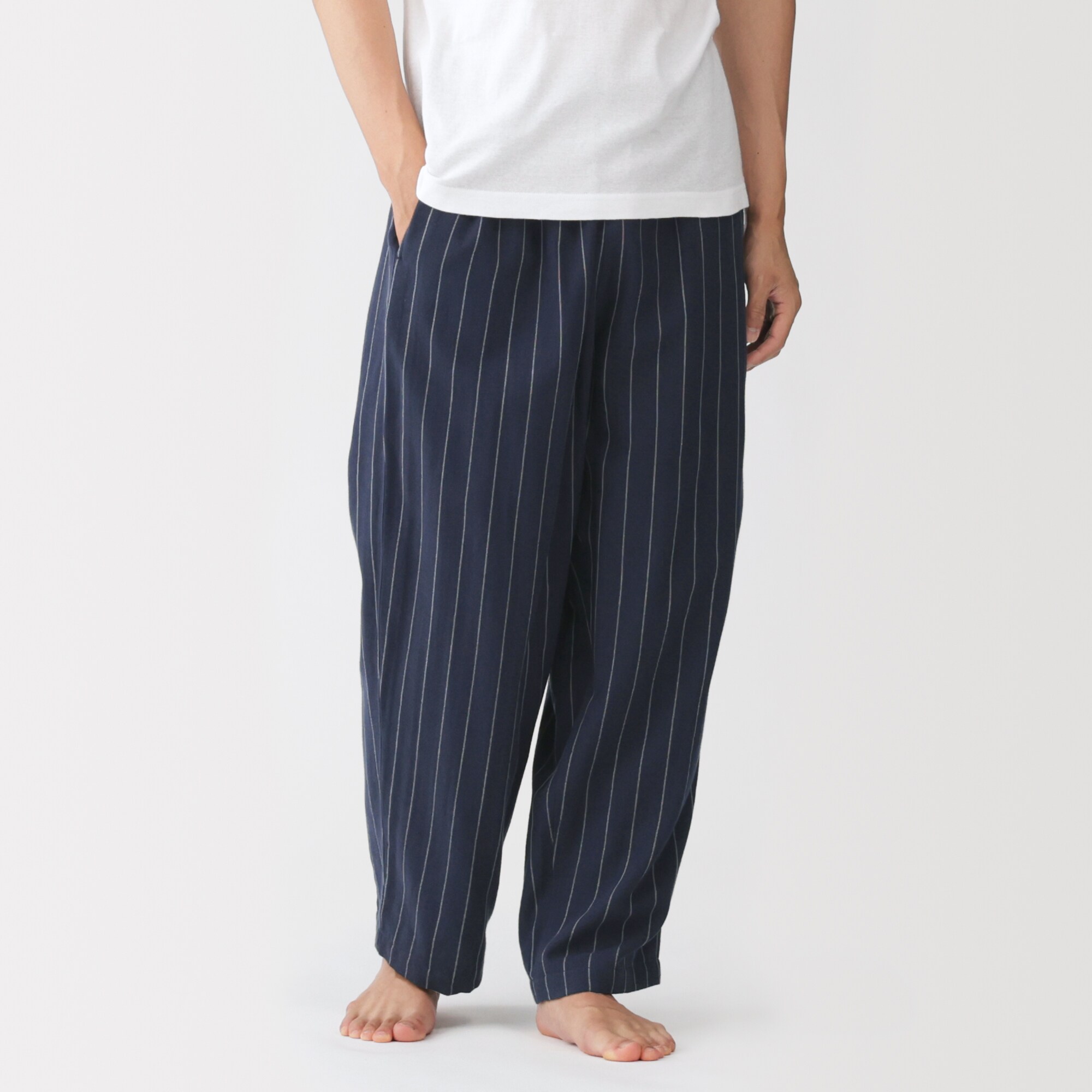 紳士　二重ガーゼ　ルームロングパンツ