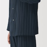 紳士　脇に縫い目のない　二重ガーゼ　スタンドカラー長袖パジャマ