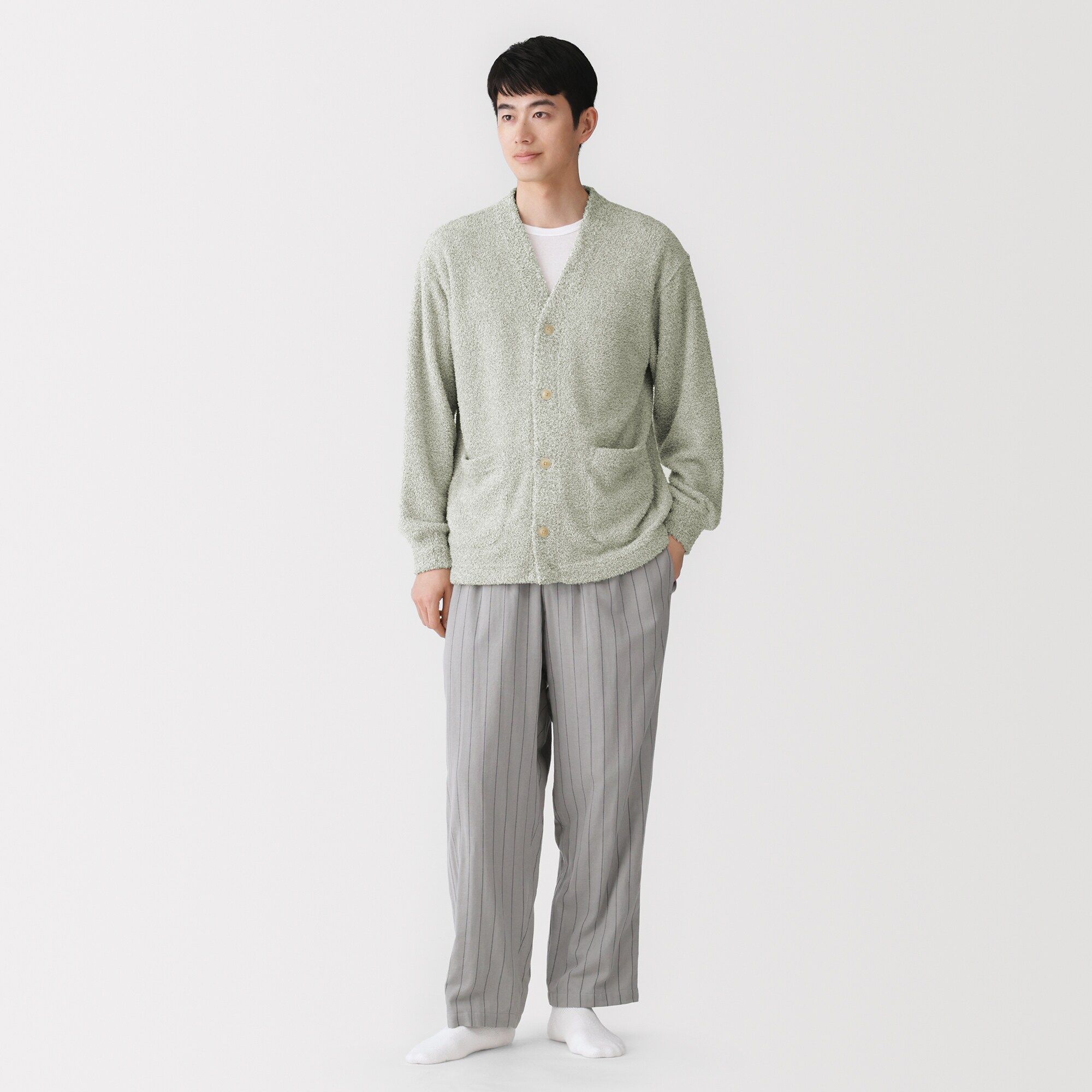 紳士　なめらかニットフリース　ルームカーディガン