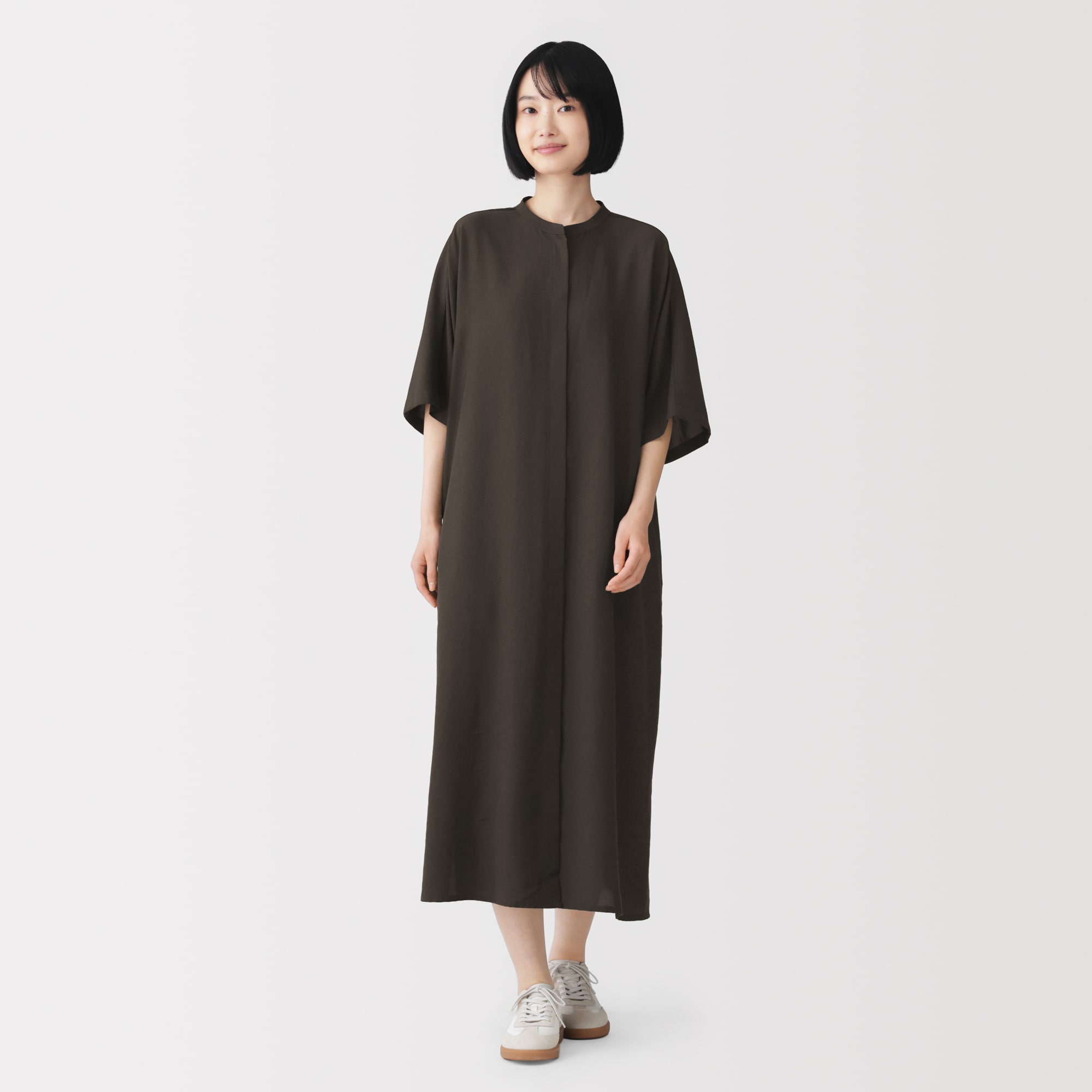 婦人　なめらか　五分袖ワンピース