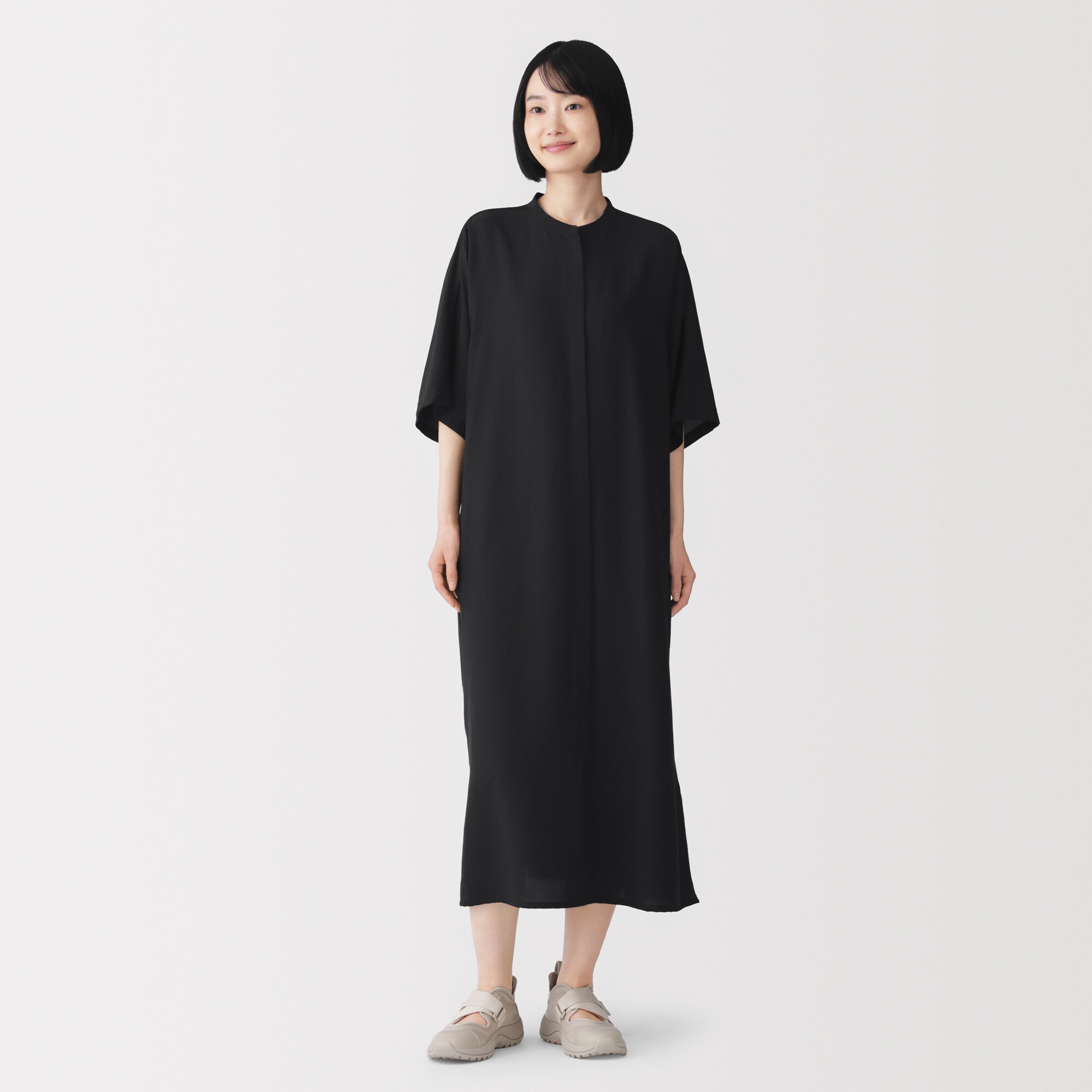 婦人　なめらか　五分袖ワンピース