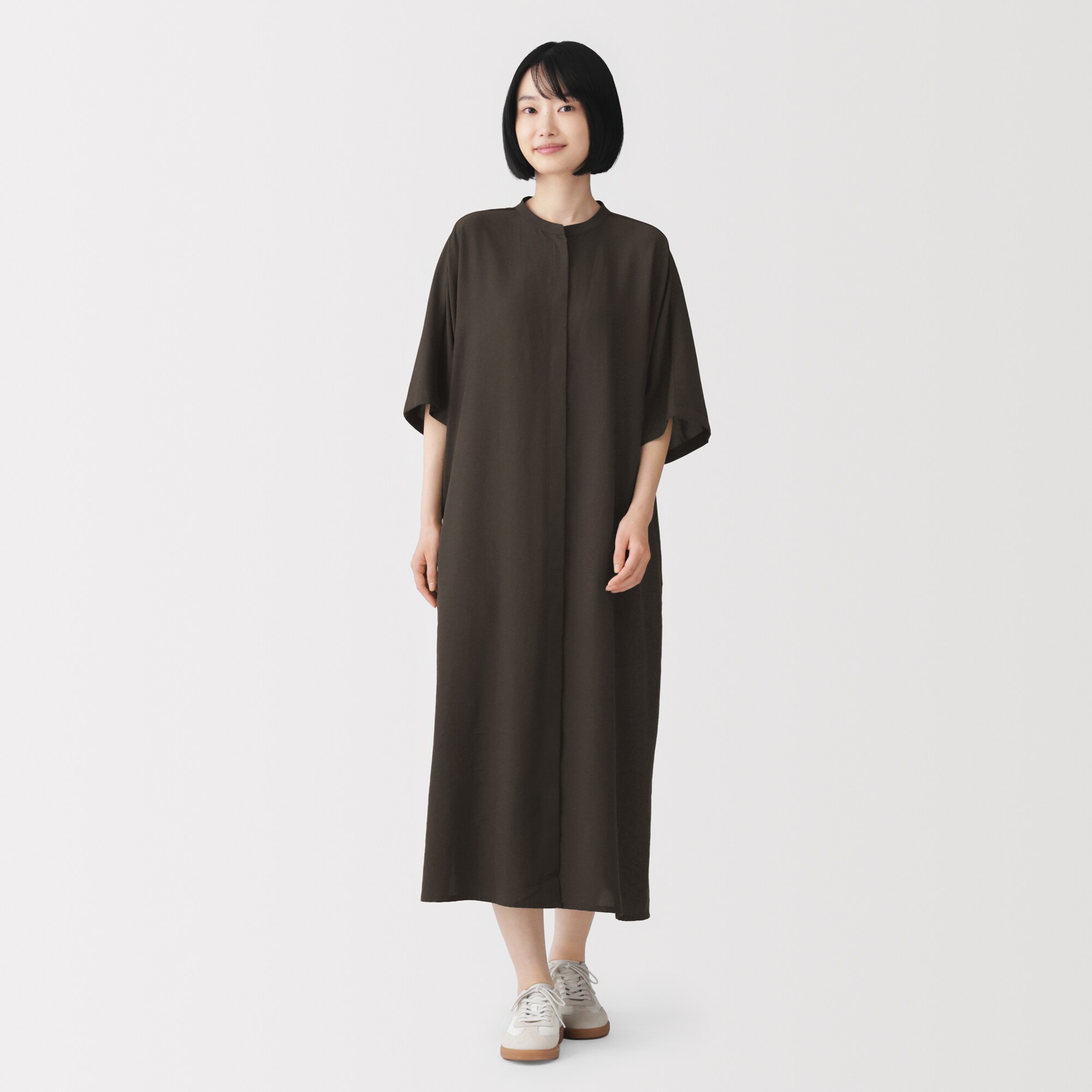 婦人　なめらか　五分袖ワンピース