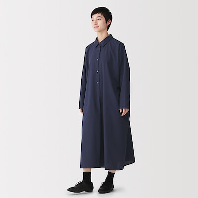 婦人　まっすぐ仕立てた　シャツワンピース
