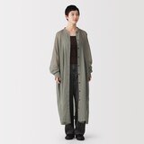 婦人　強撚シアー　長袖シャツワンピース