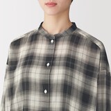 婦人　強撚シアー　長袖シャツワンピース