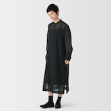 婦人　強撚シアー　長袖シャツワンピース