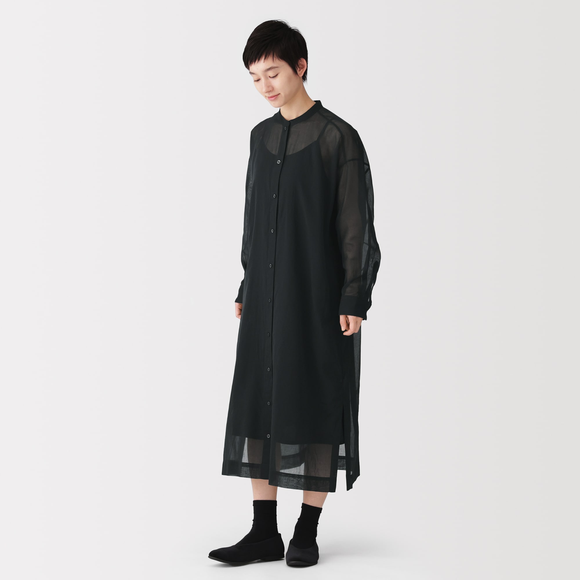 婦人 強撚シアー 長袖シャツワンピース | 無印良品