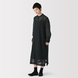 婦人　強撚シアー　長袖シャツワンピース