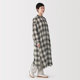 婦人　強撚シアー　長袖シャツワンピース