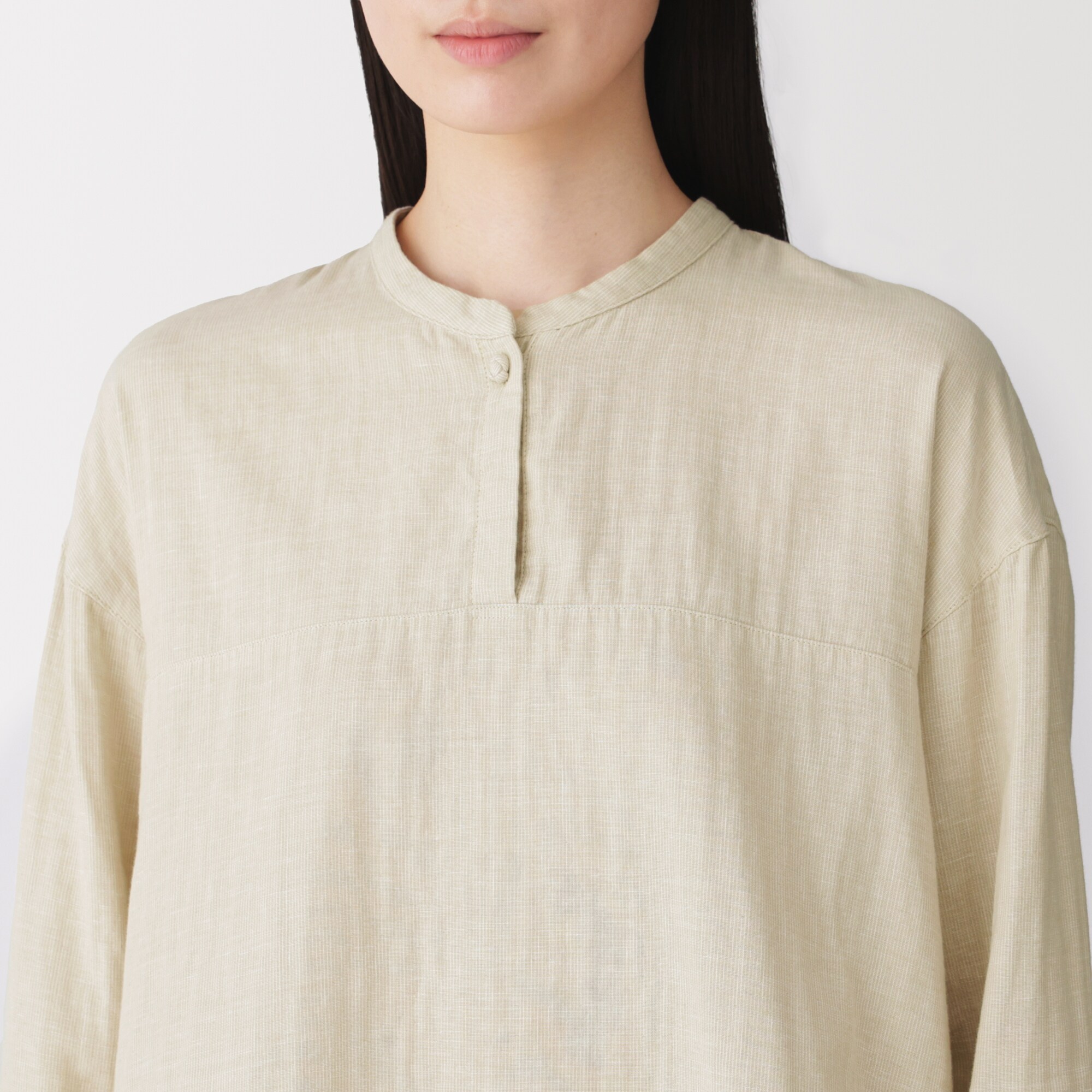 婦人　カポック混二重ガーゼ　長袖ブラウス