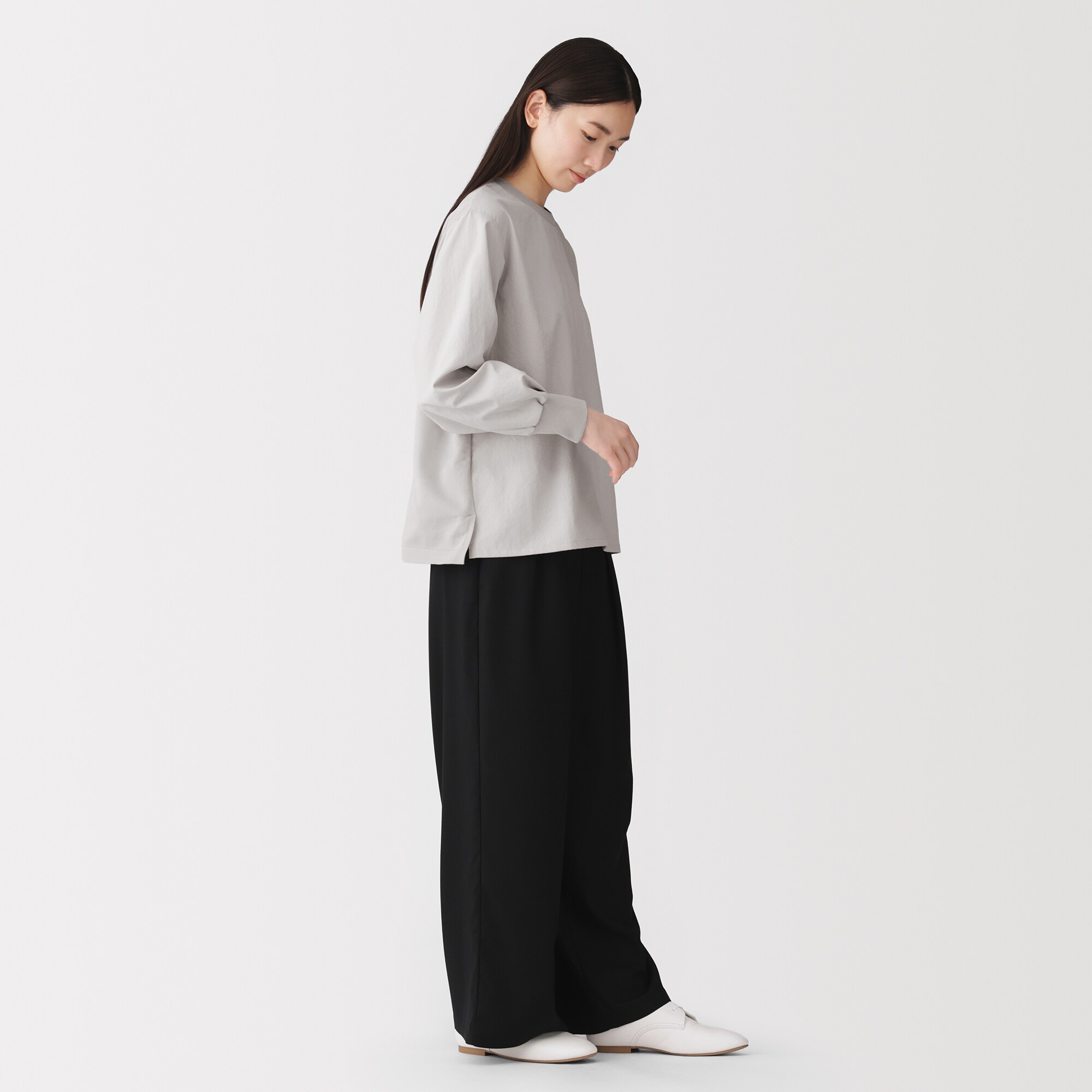 婦人　素材に還る　ニットコンビブラウスＴシャツ