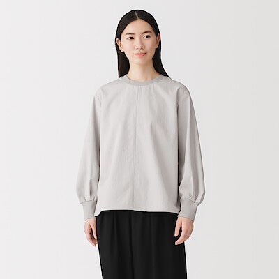 【９月中旬発売予定】婦人　素材に還る　ニットコンビブラウスＴシャツ