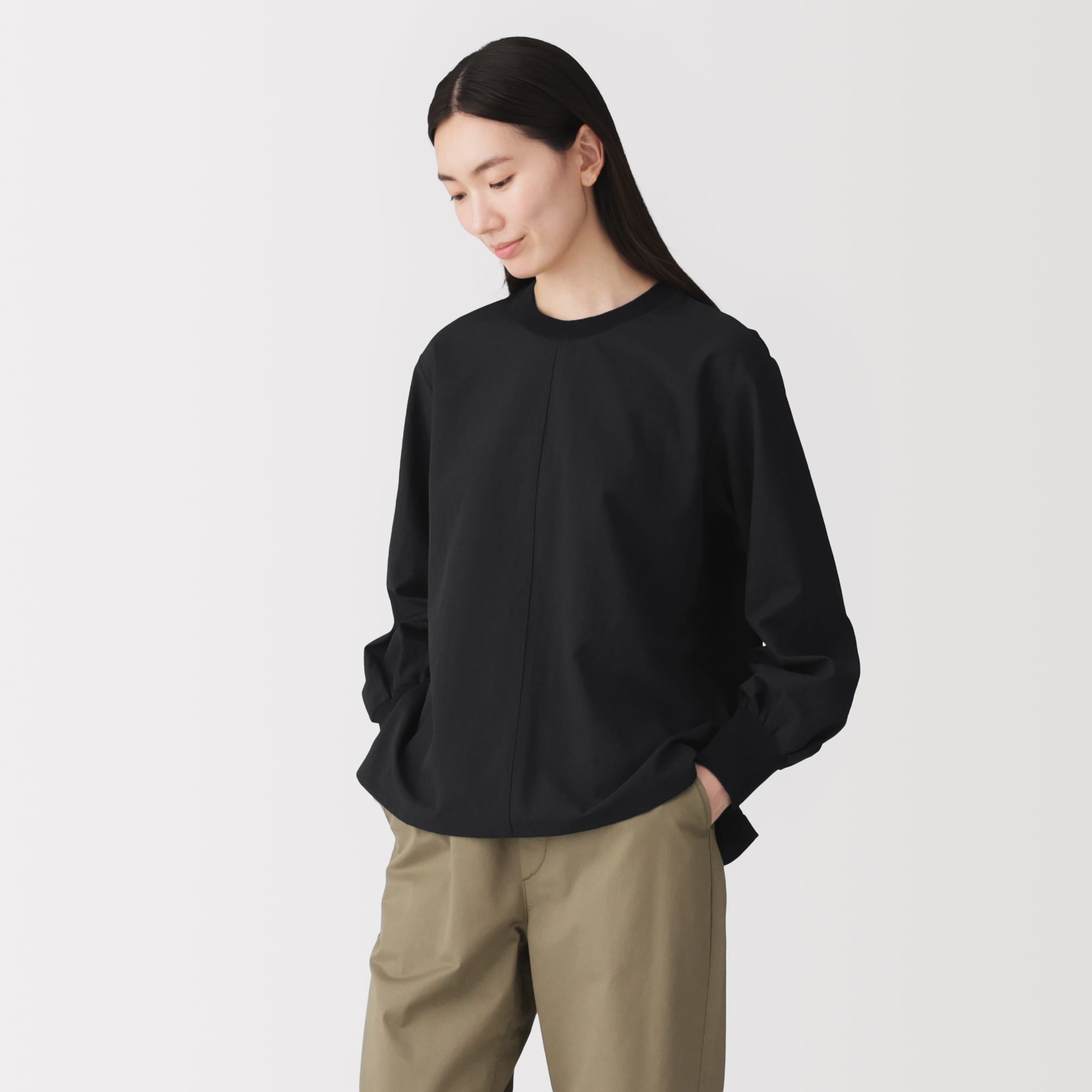 婦人　素材に還る　ニットコンビブラウスＴシャツ