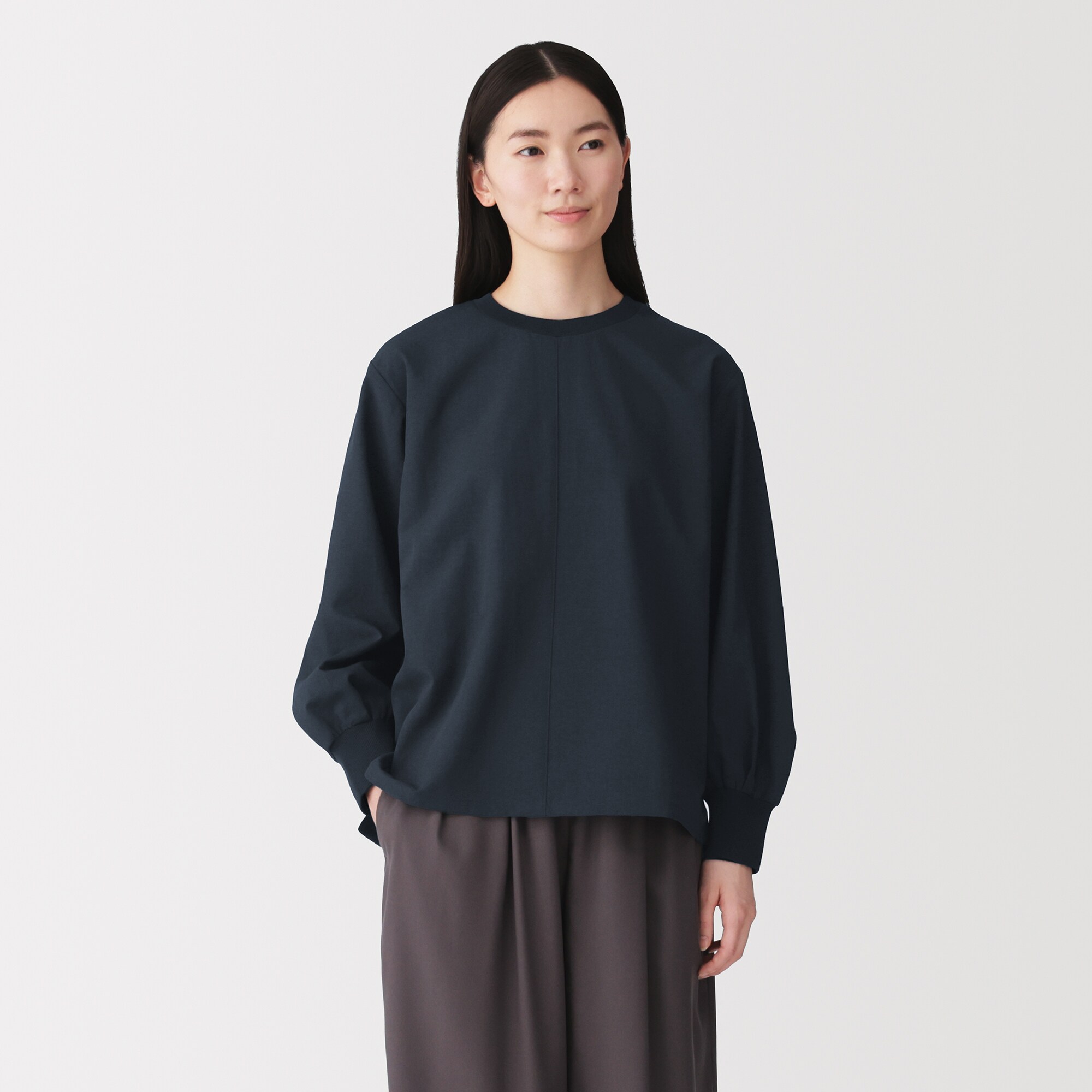 婦人　素材に還る　ニットコンビブラウスＴシャツ