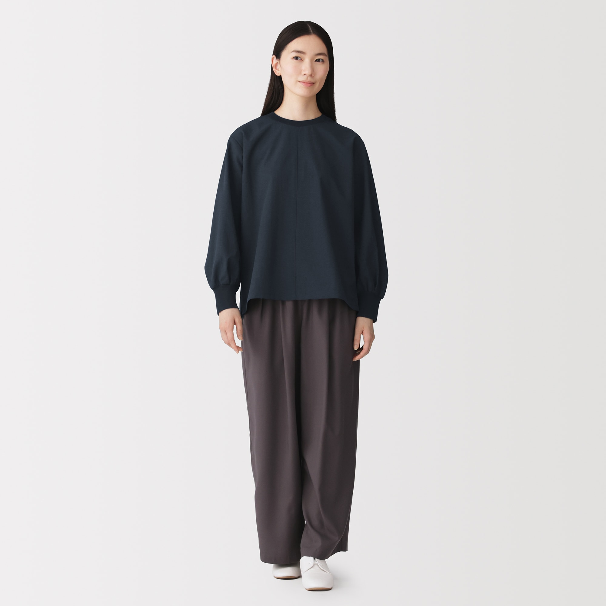 婦人　素材に還る　ニットコンビブラウスＴシャツ