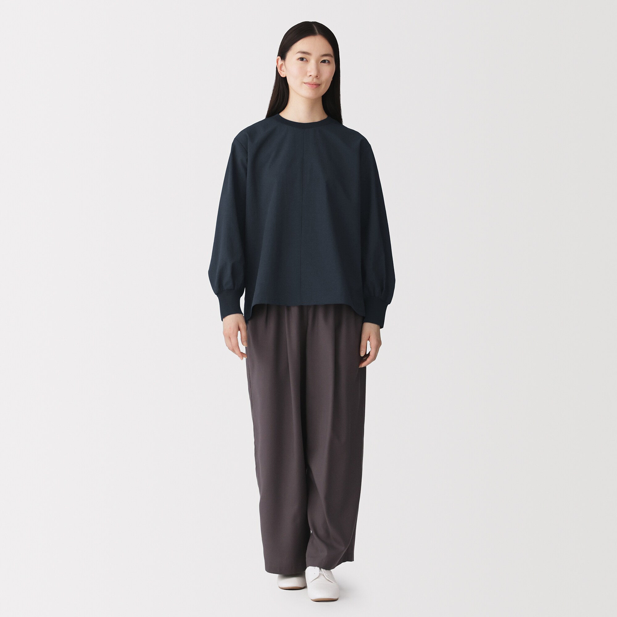 婦人　素材に還る　ニットコンビブラウスＴシャツ