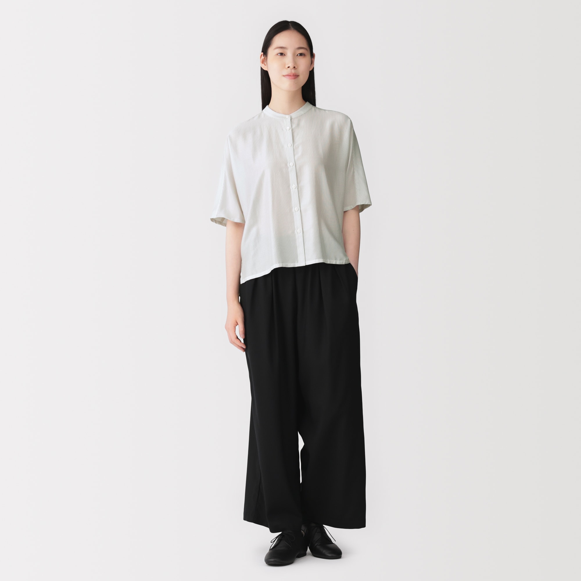 婦人 なめらか 五分袖ブラウス | 無印良品