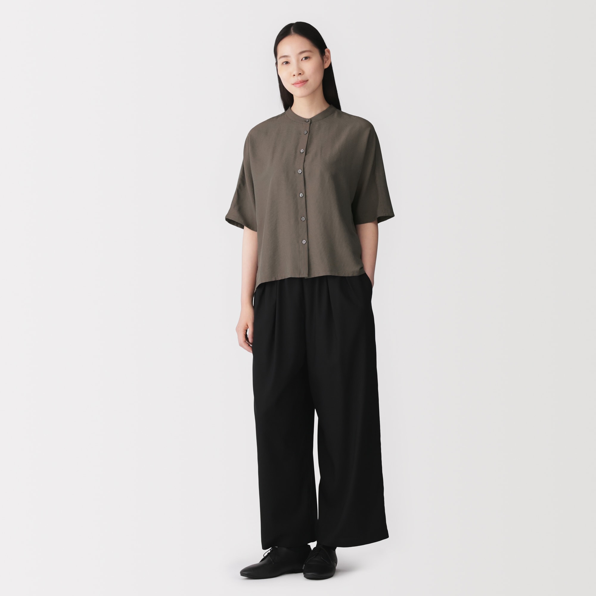 婦人 なめらか 五分袖ブラウス | 無印良品