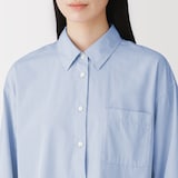 婦人　洗いざらし　ブロード　ショート丈長袖シャツ