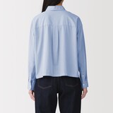 婦人　洗いざらし　ブロード　ショート丈長袖シャツ