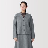 婦人　ウール混ジャージー　Ⅴネックカーディガン